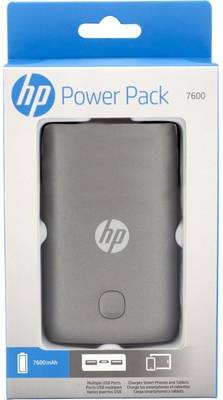 HP 7600 Power Bank, Dual USB. 7600 mAh (SILVER) 