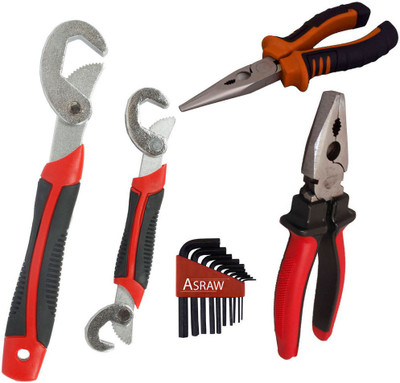 

Asraw Snap N Grip, Plier, Nose Plier & Allen key Hand Tool Kit(4 Tools), Multicolor