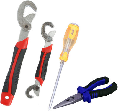 

Asraw Snap N Grip, Nose Plier & Double Sided Screwdriver Hand Tool Kit(3 Tools), Multicolor