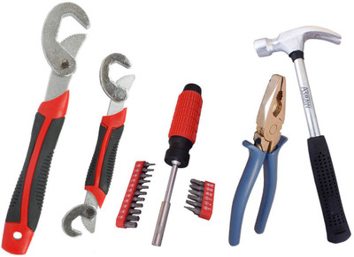 

Asraw Snap N Grip, Plier, 1/2LB Hammer & 18PC Screwdriver Set Hand Tool Kit(4 Tools), Multicolor