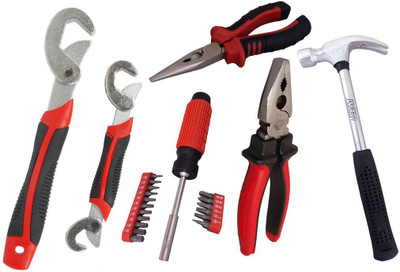 

Asraw Snap N Grip, Plier, Nose Plier, 1/2LB Hammer & 18PC Screwdriver Set Hand Tool Kit(5 Tools), Multicolor