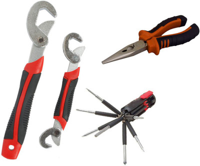 

Asraw Snap N Grip, Nose Plier & 8in1 Screwdriver Set Hand Tool Kit(3 Tools), Multicolor