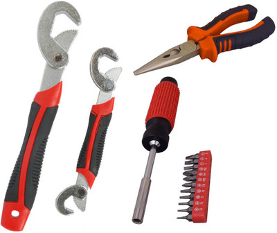 

Asraw Snap N Grip, Nose Plier & 11PC Screwdriver Set Hand Tool Kit(3 Tools), Multicolor