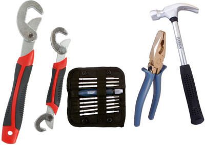 

Asraw Snap N Grip, Plier, 1/2LB Hammer & Screwdriver Set Hand Tool Kit(4 Tools), Multicolor