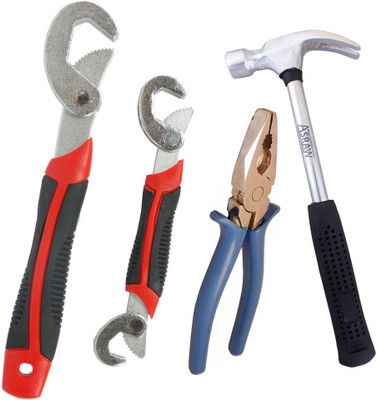

Asraw Snap N Grip, 1/2LB Hammer & Plier Hand Tool Kit(3 Tools), Multicolor
