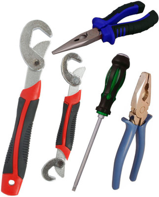 

Asraw Snap N Grip, Plier, Nose Plier & Double Sided Screwdriver Hand Tool Kit(4 Tools), Multicolor