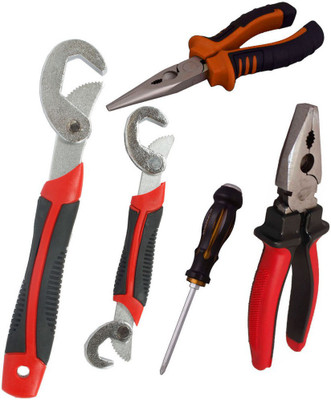 

Asraw Snap N Grip, Plier, Nose Plier & Double Sided Screwdriver Hand Tool Kit(4 Tools), Multicolor