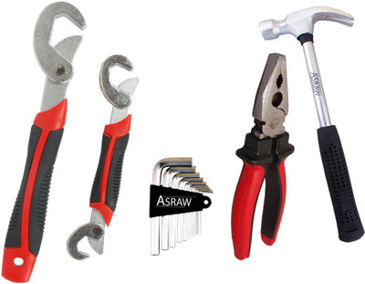 

Asraw Snap N Grip, Plier, 1/2LB Hammer & Allen key Hand Tool Kit(4 Tools), Multicolor
