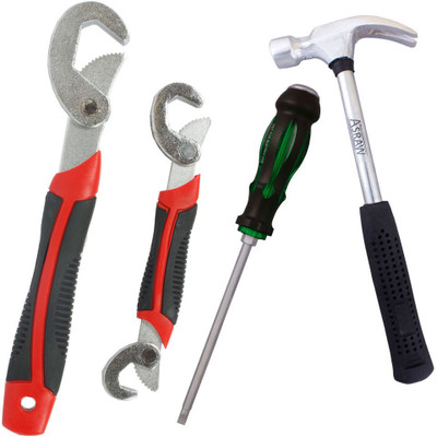 

Asraw Snap N Grip, 1/2LB Hammer & Double Sided Screwdriver Hand Tool Kit(3 Tools), Multicolor