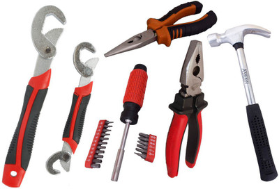 

Asraw Snap N Grip, Plier, Nose Plier, 1/2LB Hammer & 18PC Screwdriver Set Hand Tool Kit(5 Tools), Multicolor