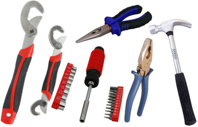 

Asraw Snap N Grip, Plier, Nose Plier, 1/2LB Hammer & 21PC Screwdriver Set Hand Tool Kit(5 Tools), Multicolor