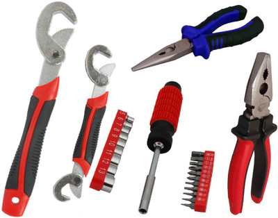 

Asraw Snap N Grip, Plier, Nose Plier & 21PC Screwdriver Set Hand Tool Kit(4 Tools), Multicolor