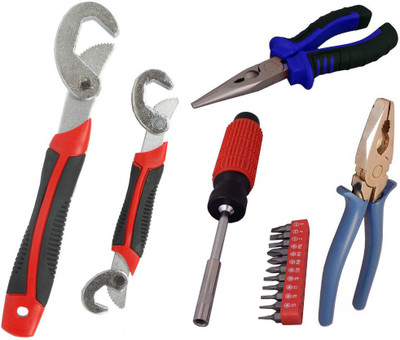 

Asraw Snap N Grip, Plier, Nose Plier & 11PC Screwdriver Set Hand Tool Kit(4 Tools), Multicolor
