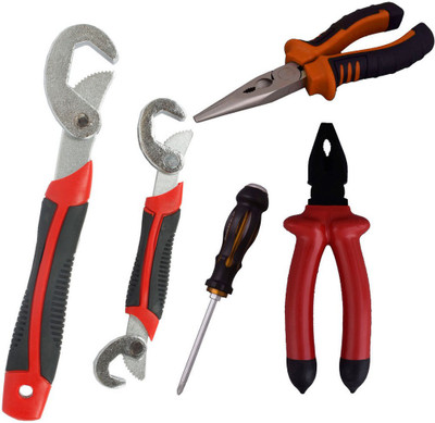

Asraw Snap N Grip, Plier, Nose Plier & Double Sided Screwdriver Hand Tool Kit(4 Tools), Multicolor