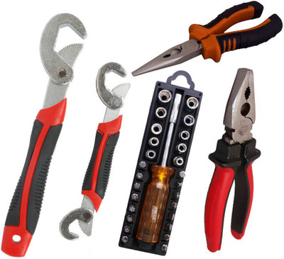 

Asraw Snap N Grip, Plier, Nose Plier & 28in1 Screwdriver Set Hand Tool Kit(4 Tools), Multicolor