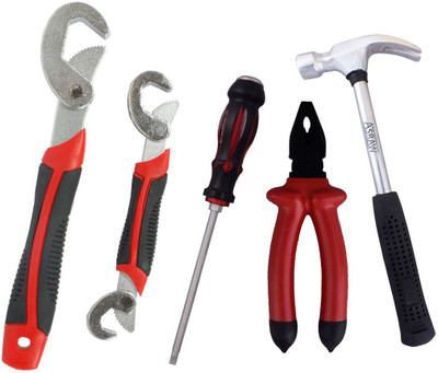 

Asraw Snap N Grip, Plier, 1/2LB Hammer & Double Sided Screwdriver Hand Tool Kit(4 Tools), Multicolor