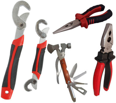 

Asraw Snap N Grip, Plier, Nose Plier & Multi Hammer Hand Tool Kit(4 Tools), Multicolor