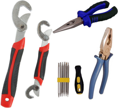 

Asraw Snap N Grip, Plier, Nose Plier & Screwdriver Set Hand Tool Kit(4 Tools), Multicolor