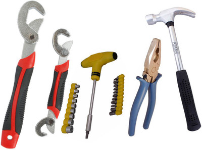 

Asraw Snap N Grip, Plier, 1/2LB Hammer & Screwdriver Set Hand Tool Kit(4 Tools), Multicolor