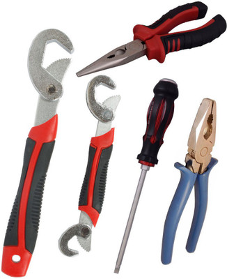 

Asraw Snap N Grip, Plier, Nose Plier & Double Sided Screwdriver Hand Tool Kit(4 Tools), Multicolor