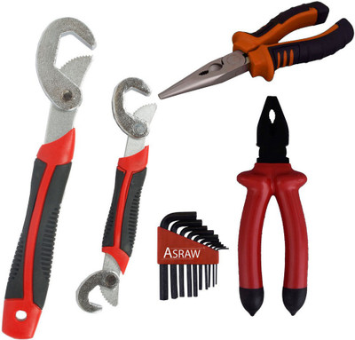 

Asraw Snap N Grip, Plier, Nose Plier & Allen key Hand Tool Kit(4 Tools), Multicolor