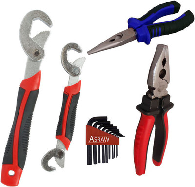 

Asraw Snap N Grip, Plier, Nose Plier & Allen key Hand Tool Kit(4 Tools), Multicolor
