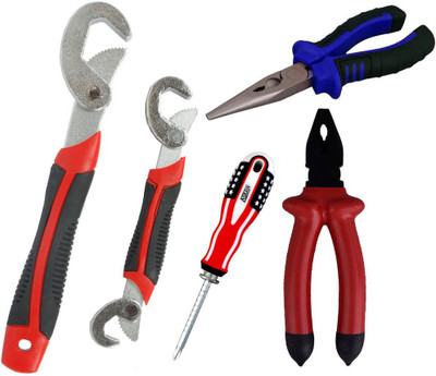 

Asraw Snap N Grip, Plier, Nose Plier & Adjustable Screwdriver Hand Tool Kit(4 Tools), Multicolor
