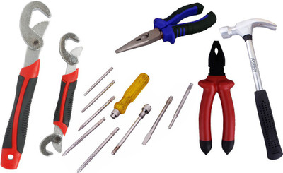 

Asraw Snap N Grip, Plier, Nose Plier, 1/2LB Hammer & Screwdriver Set Hand Tool Kit(5 Tools), Multicolor