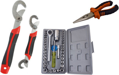

Asraw Snap N Grip, Nose Plier & Socket Set Hand Tool Kit(3 Tools), Multicolor