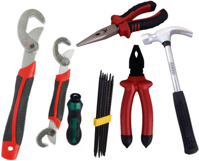 

Asraw Snap N Grip, Plier, Nose Plier, 1/2LB Hammer & Screwdriver Set Hand Tool Kit(5 Tools), Multicolor