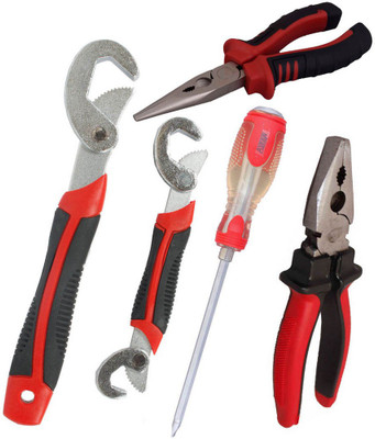 

Asraw Snap N Grip, Plier, Nose Plier & Double Sided Screwdriver Hand Tool Kit(4 Tools), Multicolor