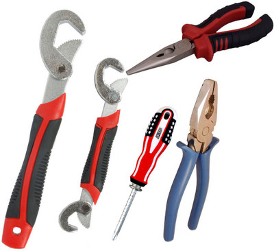 

Asraw Snap N Grip, Plier, Nose Plier & Adjustable Screwdriver Hand Tool Kit(4 Tools), Multicolor
