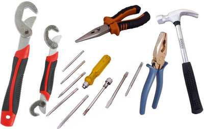 

Asraw Snap N Grip, Plier, Nose Plier, 1/2LB Hammer & Screwdriver Set Hand Tool Kit(5 Tools), Multicolor