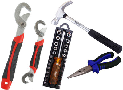 

Asraw Snap N Grip, Nose Plier, 1/2LB Hammer & 28in1 Screwdriver Set Hand Tool Kit(4 Tools), Multicolor