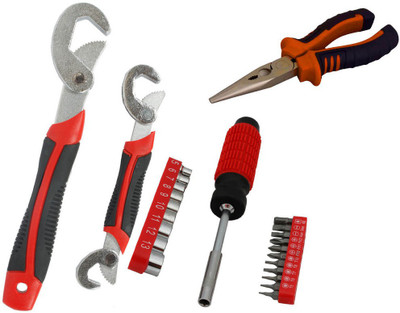 

Asraw Snap N Grip, Nose Plier & 21PC Screwdriver Set Hand Tool Kit(3 Tools), Multicolor