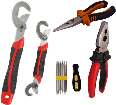 

Asraw Snap N Grip, Plier, Nose Plier & Screwdriver Set Hand Tool Kit(4 Tools), Multicolor