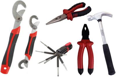 

Asraw Snap N Grip, Plier, Nose Plier, 1/2LB Hammer & 8in1 Screwdriver Set Hand Tool Kit(5 Tools), Multicolor