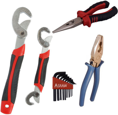 

Asraw Snap N Grip, Plier, Nose Plier & Allen key Hand Tool Kit(4 Tools), Multicolor