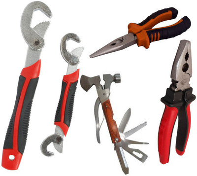 

Asraw Snap N Grip, Plier, Nose Plier & Multi Hammer Hand Tool Kit(4 Tools), Multicolor