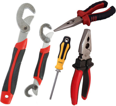 

Asraw Snap N Grip, Plier, Nose Plier & Adjustable Screwdriver Hand Tool Kit(4 Tools), Multicolor