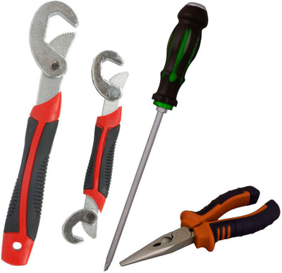 

Asraw Snap N Grip, Nose Plier & Double Sided Screwdriver Hand Tool Kit(3 Tools), Multicolor