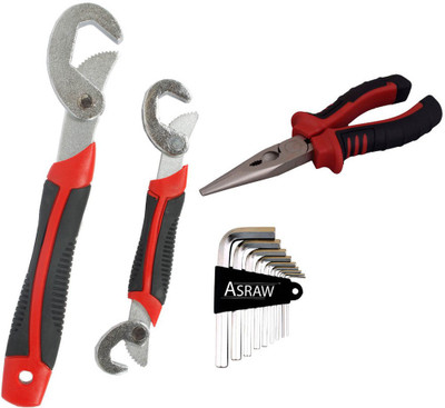 

Asraw Snap N Grip, Nose Plier & Allen key Hand Tool Kit(3 Tools), Multicolor
