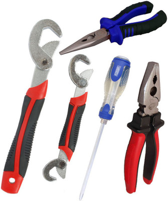 

Asraw Snap N Grip, Plier, Nose Plier & Double Sided Screwdriver Hand Tool Kit(4 Tools), Multicolor