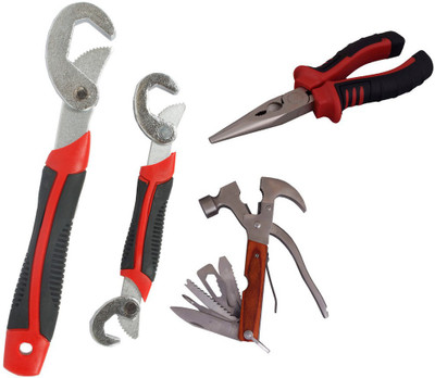 

Asraw Snap N Grip, Nose Plier & Multi Hammer Hand Tool Kit(3 Tools), Multicolor