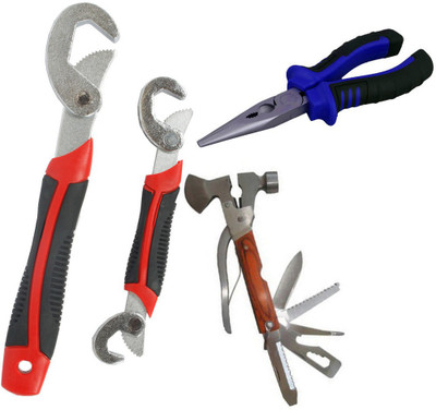 

Asraw Snap N Grip, Nose Plier & Multi Hammer Hand Tool Kit(3 Tools), Multicolor