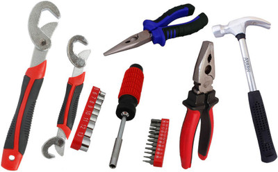 

Asraw Snap N Grip, Plier, Nose Plier, 1/2LB Hammer & 21PC Screwdriver Set Hand Tool Kit(5 Tools), Multicolor