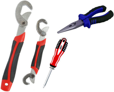 

Asraw Snap N Grip, Nose Plier & Adjustable Screwdriver Hand Tool Kit(3 Tools), Multicolor