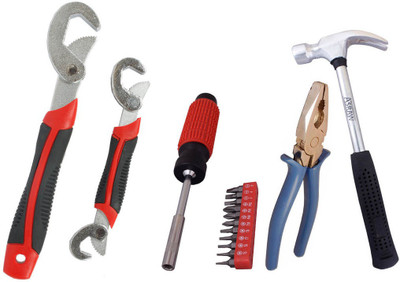 

Asraw Snap N Grip, Plier, 1/2LB Hammer & 11PC Screwdriver Set Hand Tool Kit(4 Tools), Multicolor