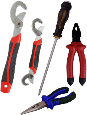 

Asraw Snap N Grip, Plier, Nose Plier & Double Sided Screwdriver Hand Tool Kit(4 Tools), Multicolor