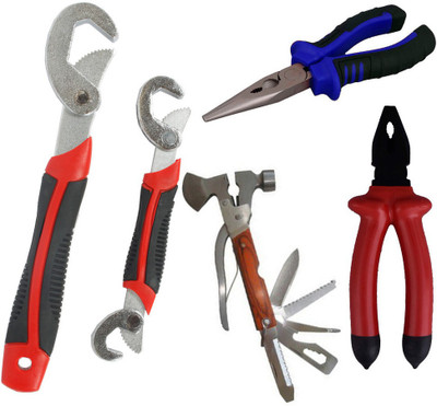 

Asraw Snap N Grip, Plier, Nose Plier & Multi Hammer Hand Tool Kit(4 Tools), Multicolor